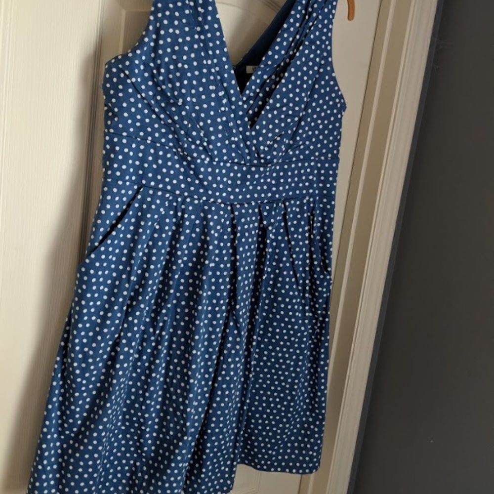 Blue Polka Dot Midi Dress